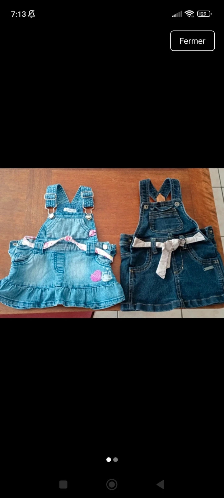 Lot de 2 salopettes taille 6 mois